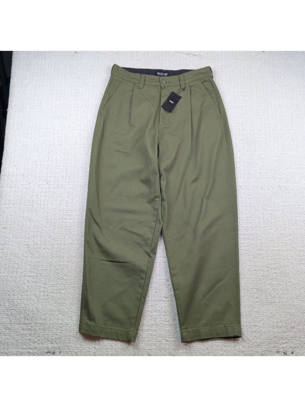 Y2K Huf Cromer Trouser Pants Dark Olive Military Green Skater Men Sz 30 NWT